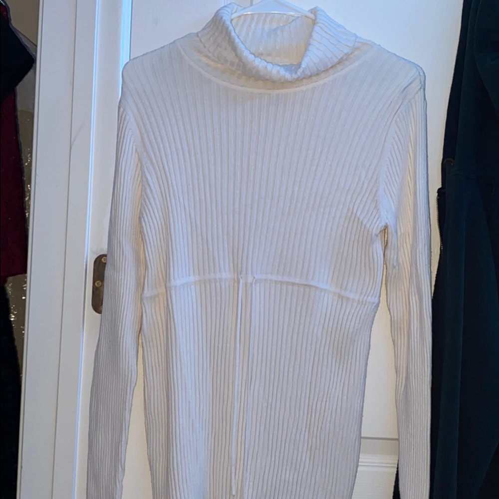 White Maternity Ribbed Cowl Sweater
